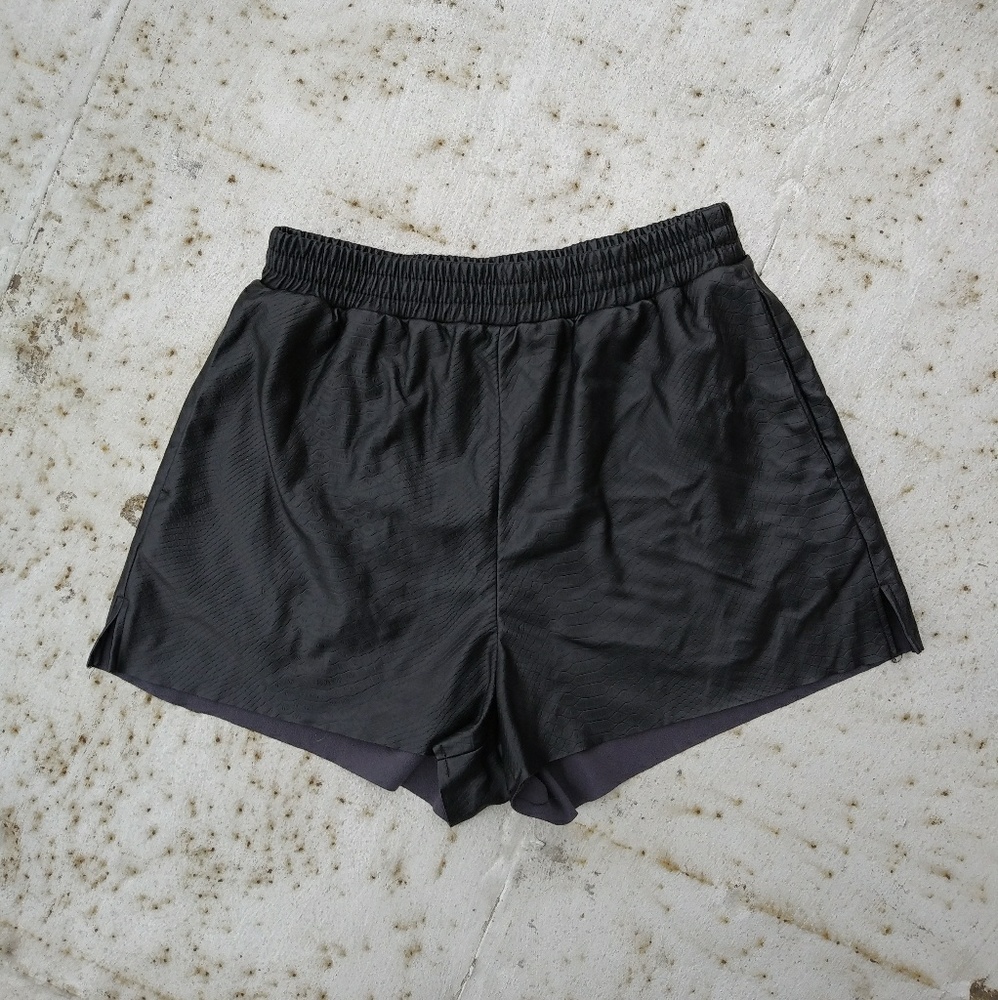 Monki black faux leather snakeskin shorts small